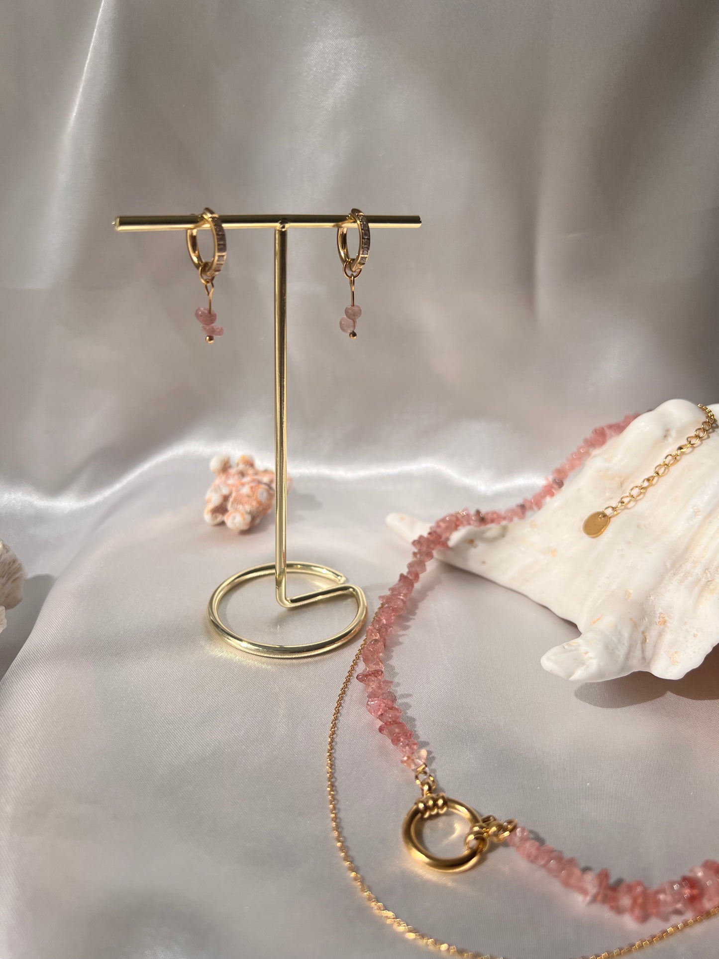 Boucles d'oreilles Quartz rose