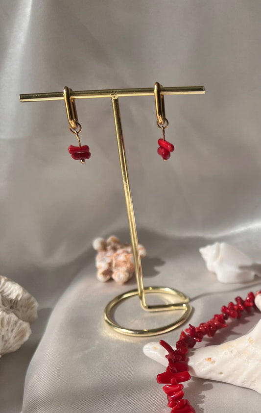 Boucles d'oreilles corail rouge