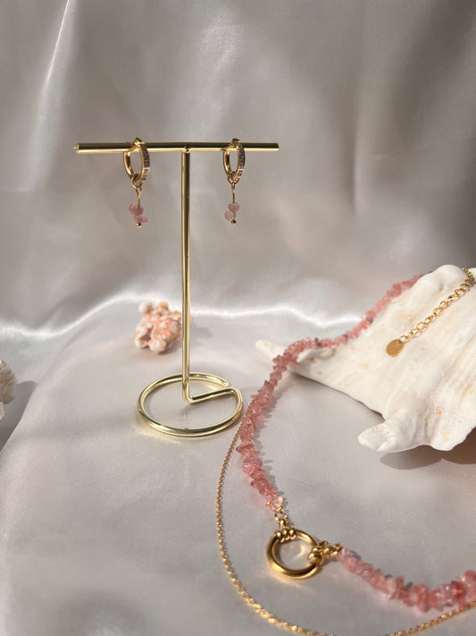 Boucles d'oreilles Quartz rose